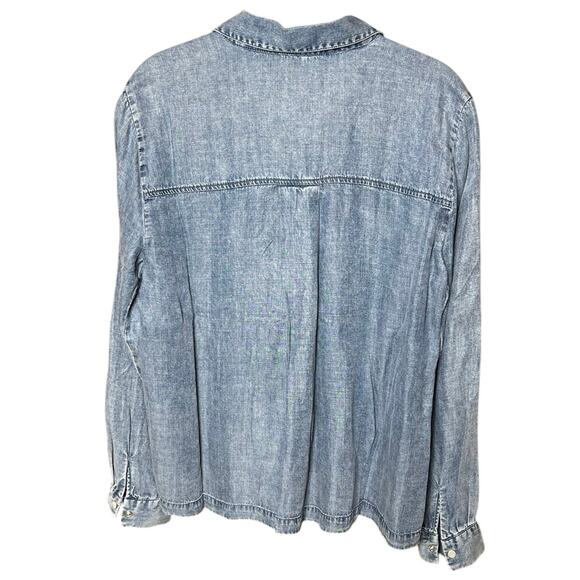 Jane and Delancey Lyocell Chambray Button Down Long Sleeve Shirt - S - Picture 2 of 9